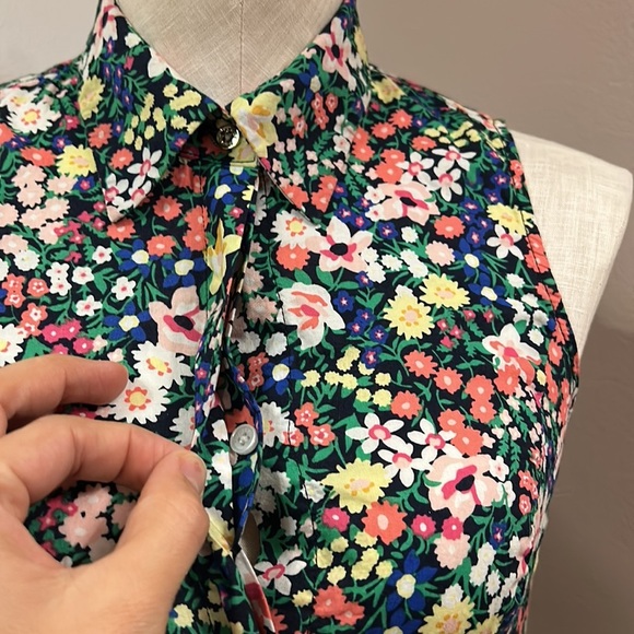 TOMMY Hilfiger Floral Sleeveless Front Button Shirt Midi A-line dress size 2 - Picture 8 of 17